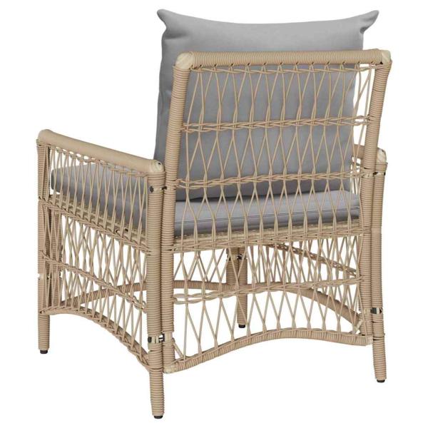 Gartenstuhl mit Kissen Beige 60x70x78 cm Poly Rattan