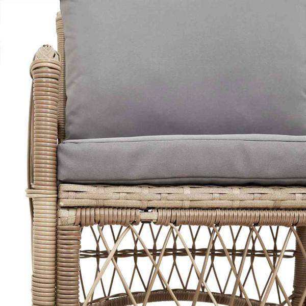 Gartenstuhl mit Kissen Beige 60x70x78 cm Poly Rattan