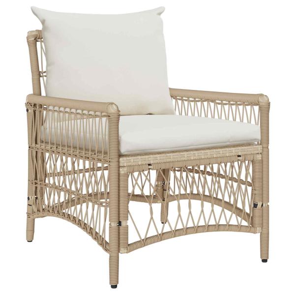ARDEBO.de - Gartenstuhl mit Kissen Beige 60x70x78 cm Poly Rattan