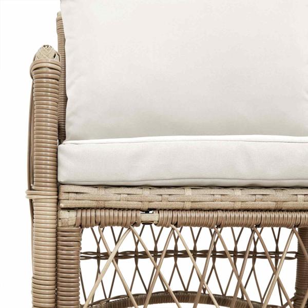 Gartenstuhl mit Kissen Beige 60x70x78 cm Poly Rattan