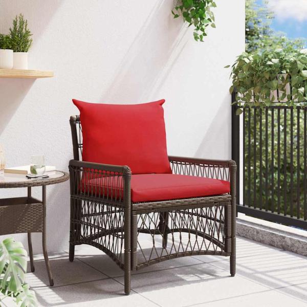 ARDEBO.de - Gartenstuhl mit Kissen Braun 60x70x78 cm Poly Rattan