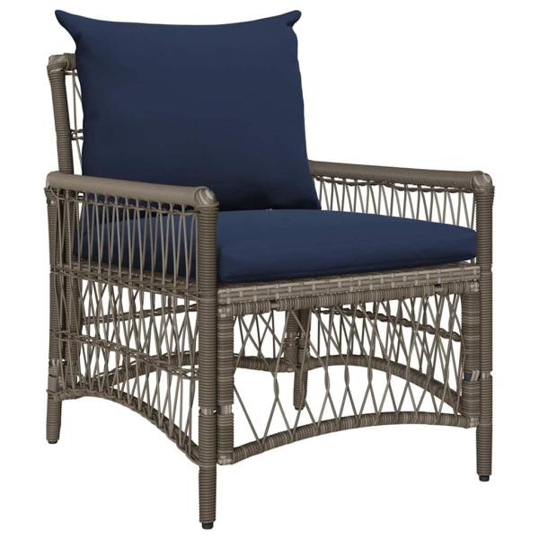 Gartenstuhl mit Kissen Grau 60x70x78 cm Poly Rattan