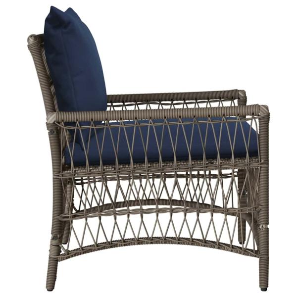 Gartenstuhl mit Kissen Grau 60x70x78 cm Poly Rattan