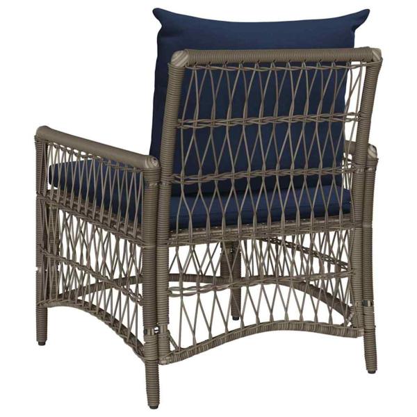 Gartenstuhl mit Kissen Grau 60x70x78 cm Poly Rattan