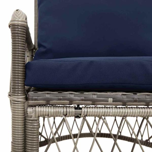 Gartenstuhl mit Kissen Grau 60x70x78 cm Poly Rattan