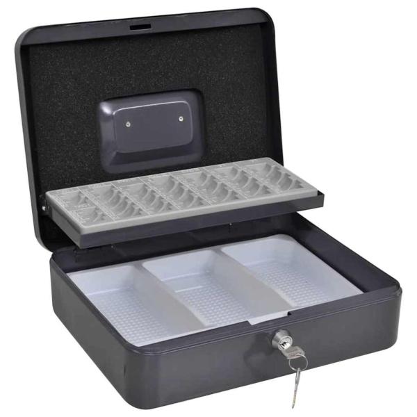 ARDEBO.de - Sicherheitsbox Dunkelgrau Stahl Mittel Tragbare Sicherheitsbox