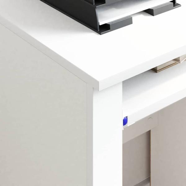 Weißer Computertisch mit Schubladen Weiß MDF, Spanplatte Standard