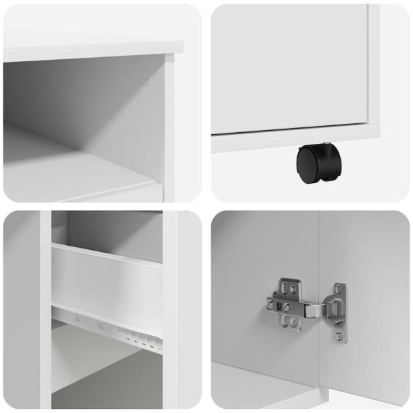 Weißer Computertisch mit Schubladen Weiß MDF, Spanplatte Standard