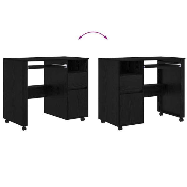 Schwarzer Eichen-Schreibtisch Schwarze Eiche Holzwerkstoff, Metall