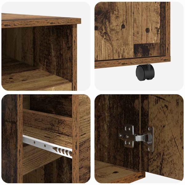 Brauner Computertisch Altholz Spanplatte, Metall Standard Rollen