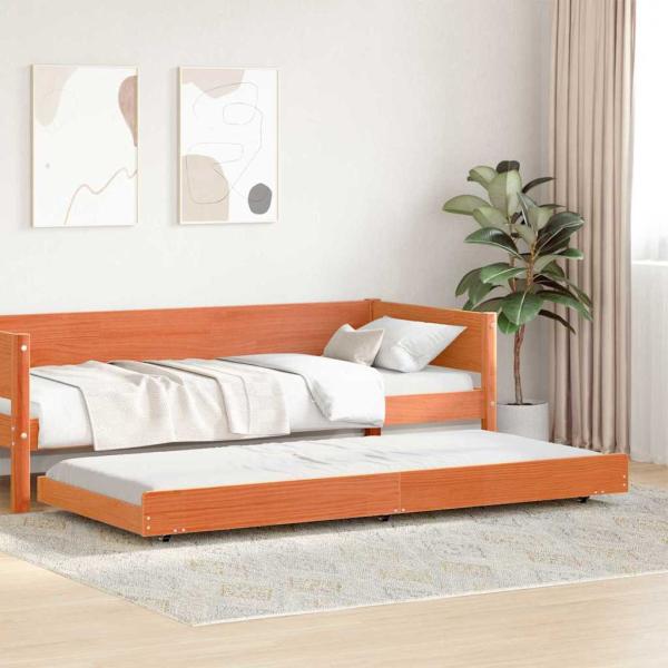 Bettgestell Wax Brown Massivholz 80 x 200 cm Minimalistisch