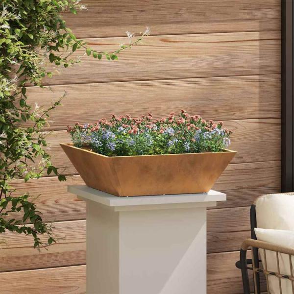 Metallpflanzer Wetterstahl 50 x 50 x 15 cm Dekorative Intarsien