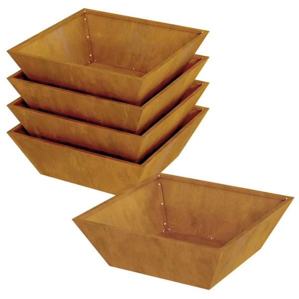 Metallpflanzer Wetterstahl 50 x 50 x 15 cm Dekorative Intarsien