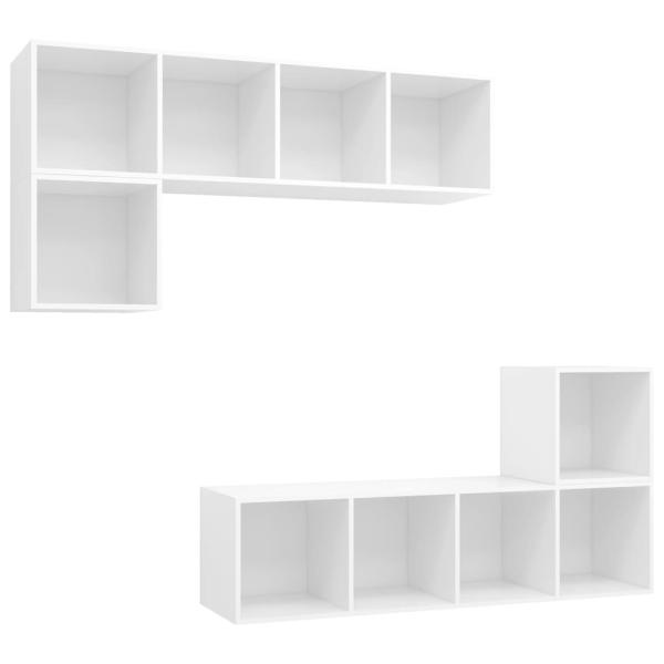 4-tlg. TV-Schrank-Set Weiß Holzwerkstoff