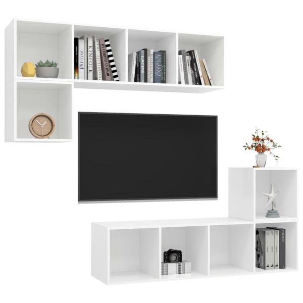 4-tlg. TV-Schrank-Set Weiß Holzwerkstoff
