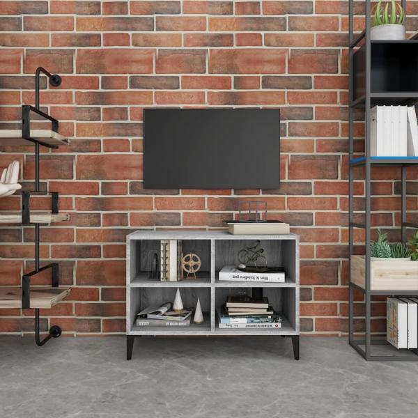 ARDEBO.de - TV-Schrank mit Metallbeinen Grau Sonoma 69,5x30x50 cm
