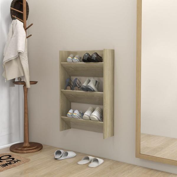 ARDEBO.de - Wand-Schuhschrank Sonoma-Eiche 60x18x90 cm Holzwerkstoff