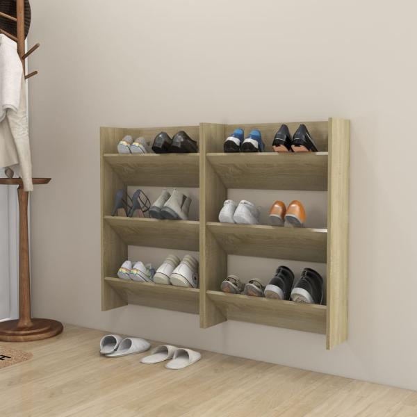 ARDEBO.de - Wand-Schuhschränke 2 Stk. Sonoma-Eiche 60x18x90cm Holzwerkstoff