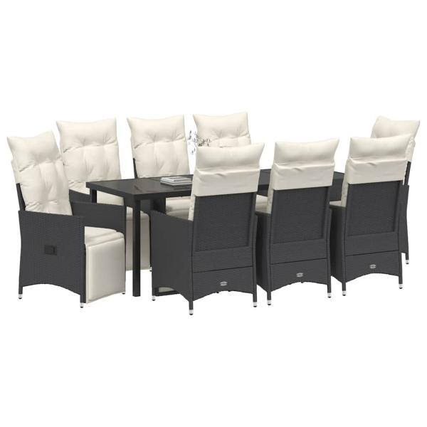 Garten Essgruppe 9 stk. Schwarz Poly-Rattan