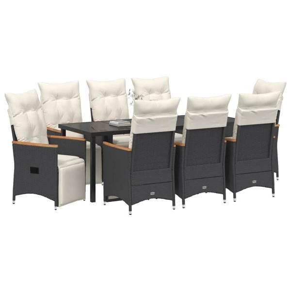 Garten Essgruppe 9 stk. Schwarz Poly-Rattan