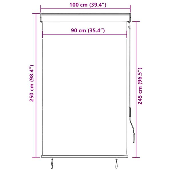 Außenrollo 100 x 250 cm Cremeweiß