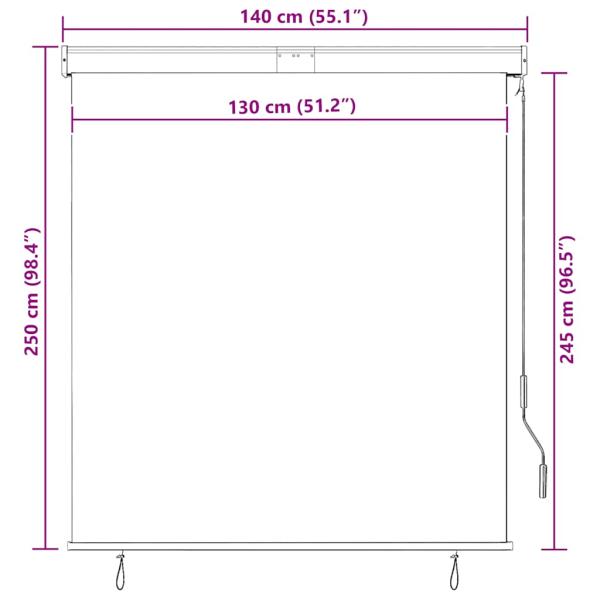 Außenrollo 140x250 cm Creme