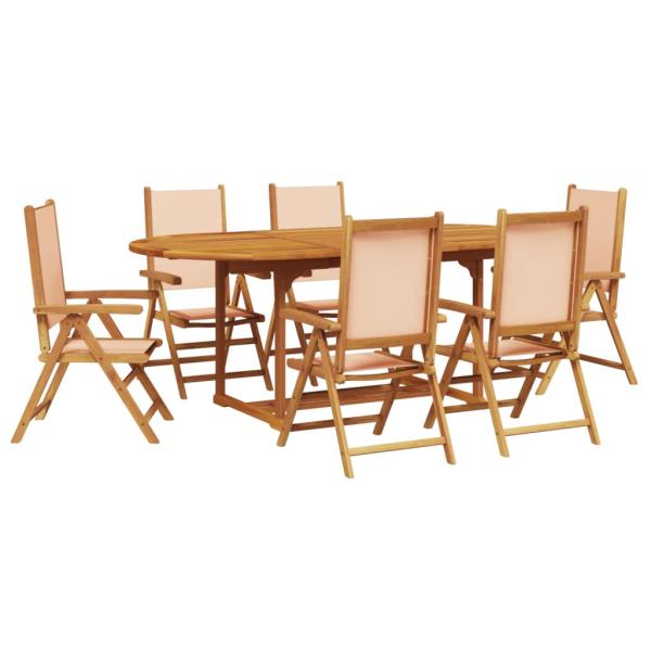 7-tlg. Garten-Essgruppe Stoff und Massivholz Beige