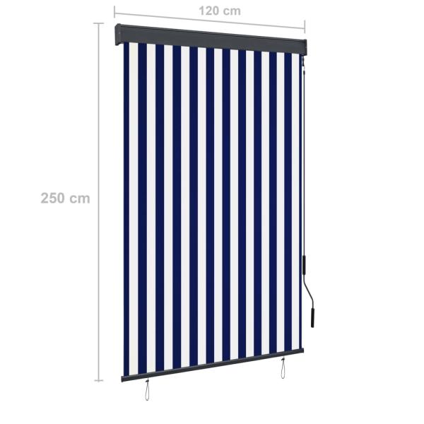 Außenrollo 120 x 250 cm Blau und Weiß