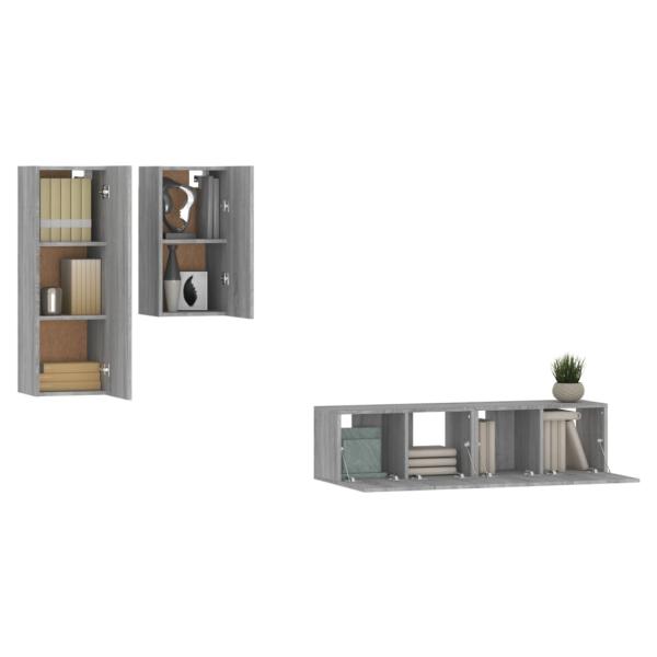 4-tlg. TV-Schrank-Set Grau Sonoma Holzwerkstoff