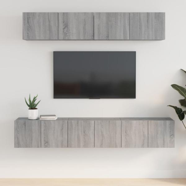 ARDEBO.de - 5-tlg. TV-Schrank-Set Grau Sonoma Holzwerkstoff