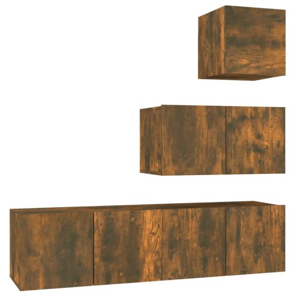4-tlg. TV-Schrank-Set Räuchereiche Holzwerkstoff