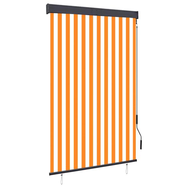 ARDEBO.de - Außenrollo 120 x 250 cm Weiß und Orange