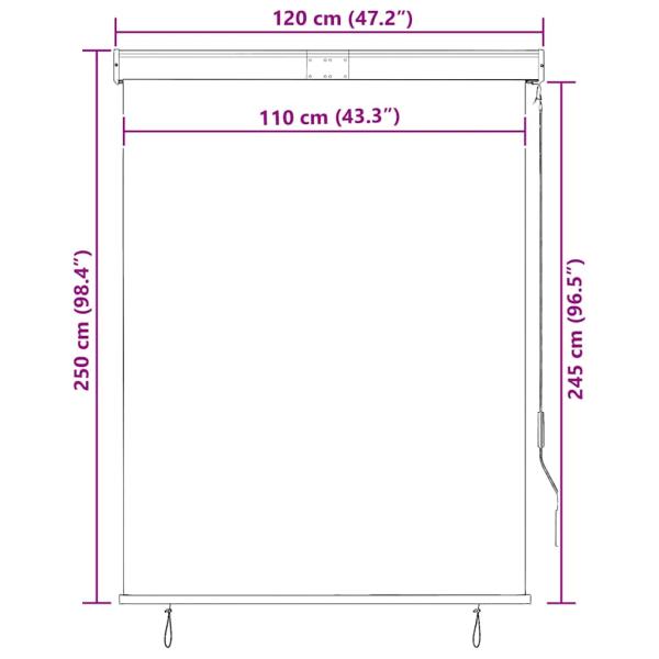 Außenrollo 120 x 250 cm Weiß und Orange