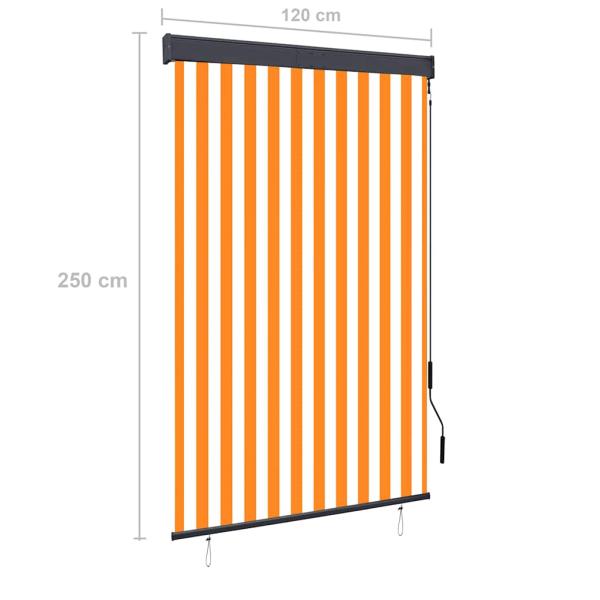 Außenrollo 120 x 250 cm Weiß und Orange