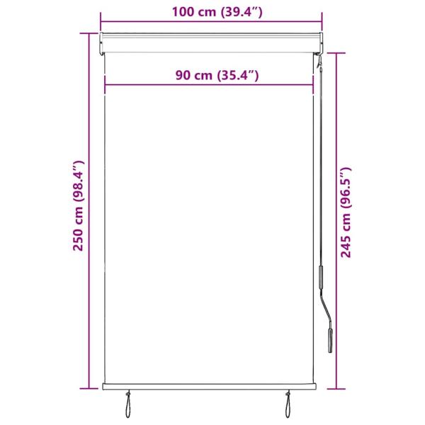 Außenrollo 100 x 250 cm Orange und Braun