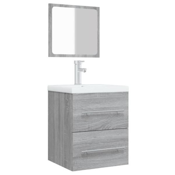 Badschrank mit Spiegel Grau Sonoma 41x38,5x48 cm