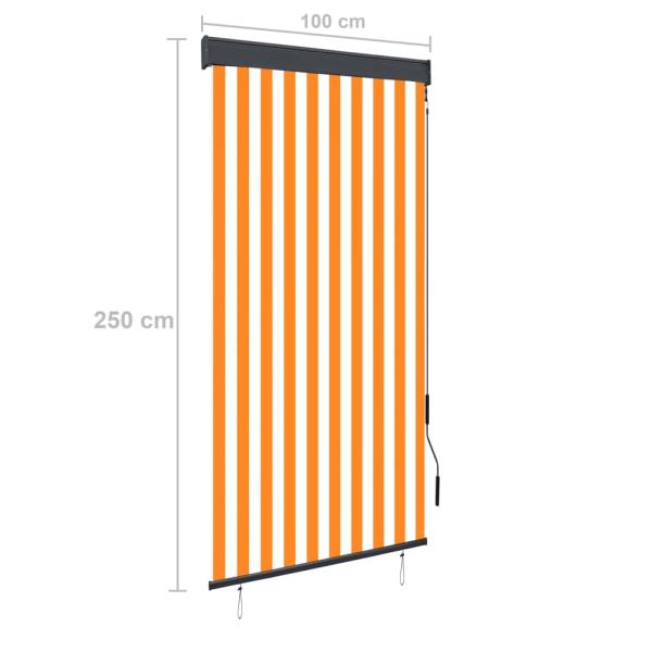Außenrollo 100 x 250 cm Weiß und Orange