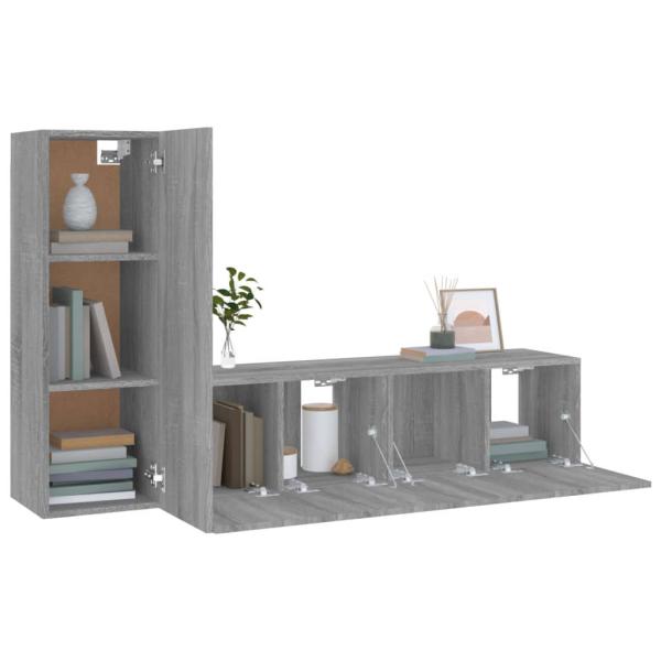 3-tlg. TV-Schrank-Set Grau Sonoma Holzwerkstoff