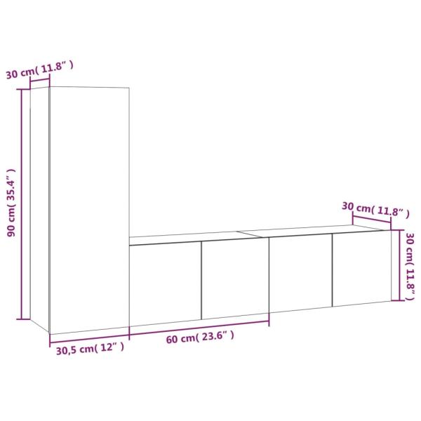 3-tlg. TV-Schrank-Set Grau Sonoma Holzwerkstoff
