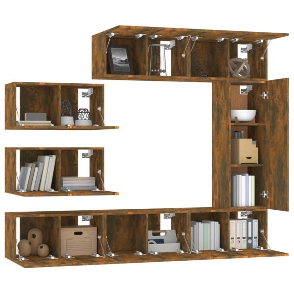 8-tlg. TV-Schrank-Set Räuchereiche Holzwerkstoff