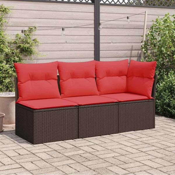 ARDEBO.de - Gartensofa mit Kissen 3-Sitzer Braun Poly Rattan
