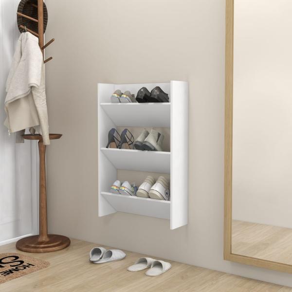ARDEBO.de - Wand-Schuhschrank Weiß 60x18x90 cm Holzwerkstoff
