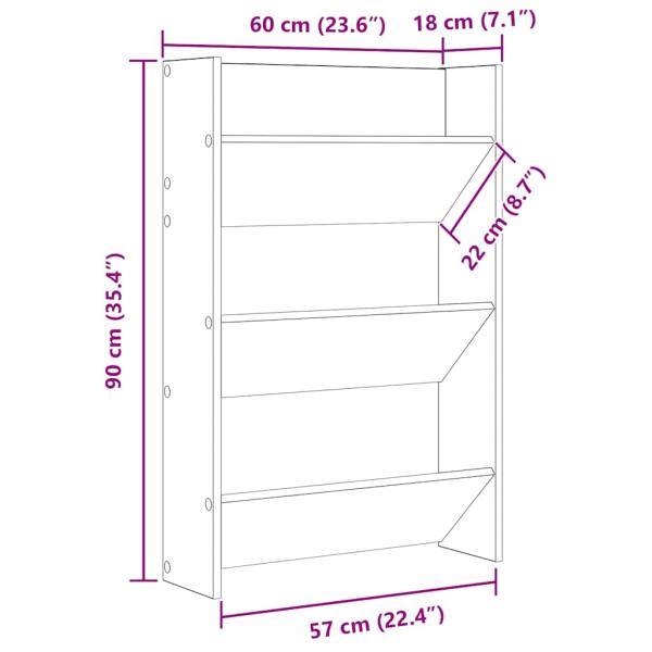 Wand-Schuhschrank Weiß 60x18x90 cm Holzwerkstoff