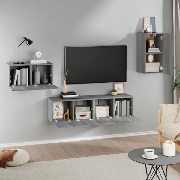4-tlg. TV-Schrank-Set Grau Sonoma Holzwerkstoff