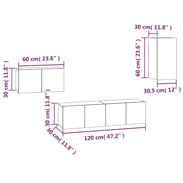4-tlg. TV-Schrank-Set Grau Sonoma Holzwerkstoff