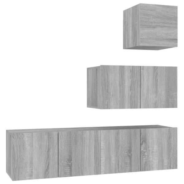 4-tlg. TV-Schrank-Set Grau Sonoma Holzwerkstoff