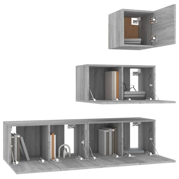 4-tlg. TV-Schrank-Set Grau Sonoma Holzwerkstoff