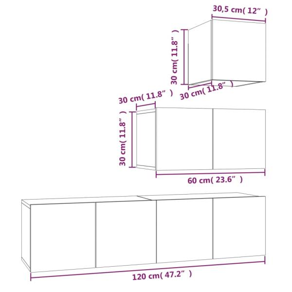 4-tlg. TV-Schrank-Set Grau Sonoma Holzwerkstoff