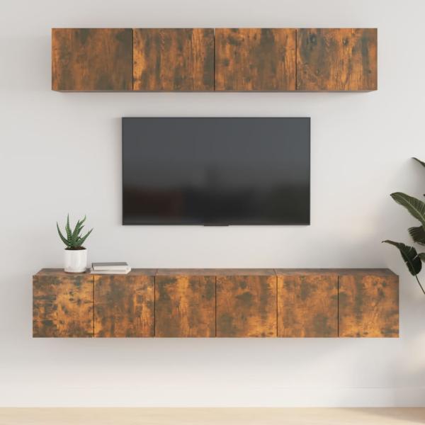 ARDEBO.de - 5-tlg. TV-Schrank-Set Räuchereiche Holzwerkstoff