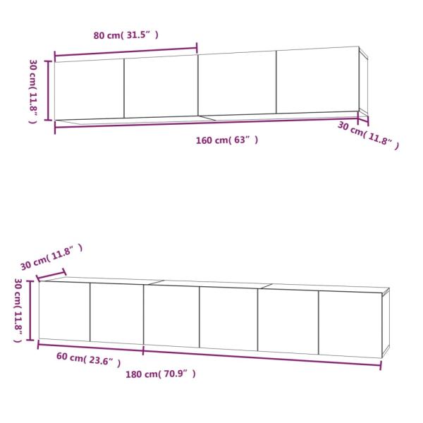5-tlg. TV-Schrank-Set Räuchereiche Holzwerkstoff